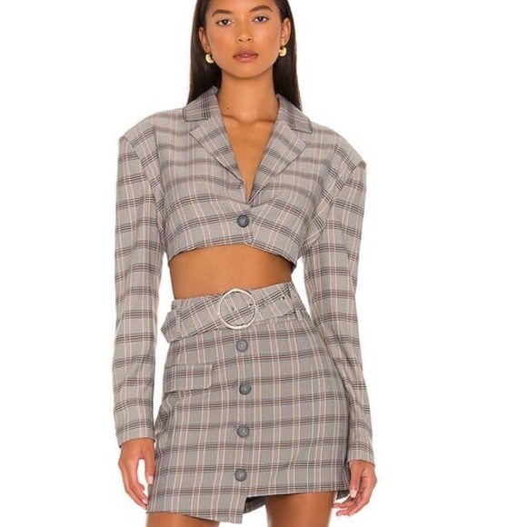 For Love And Lemons Tops - For Love and Lemons Kym Crop Blazer Grey Small NEW NWT FLL